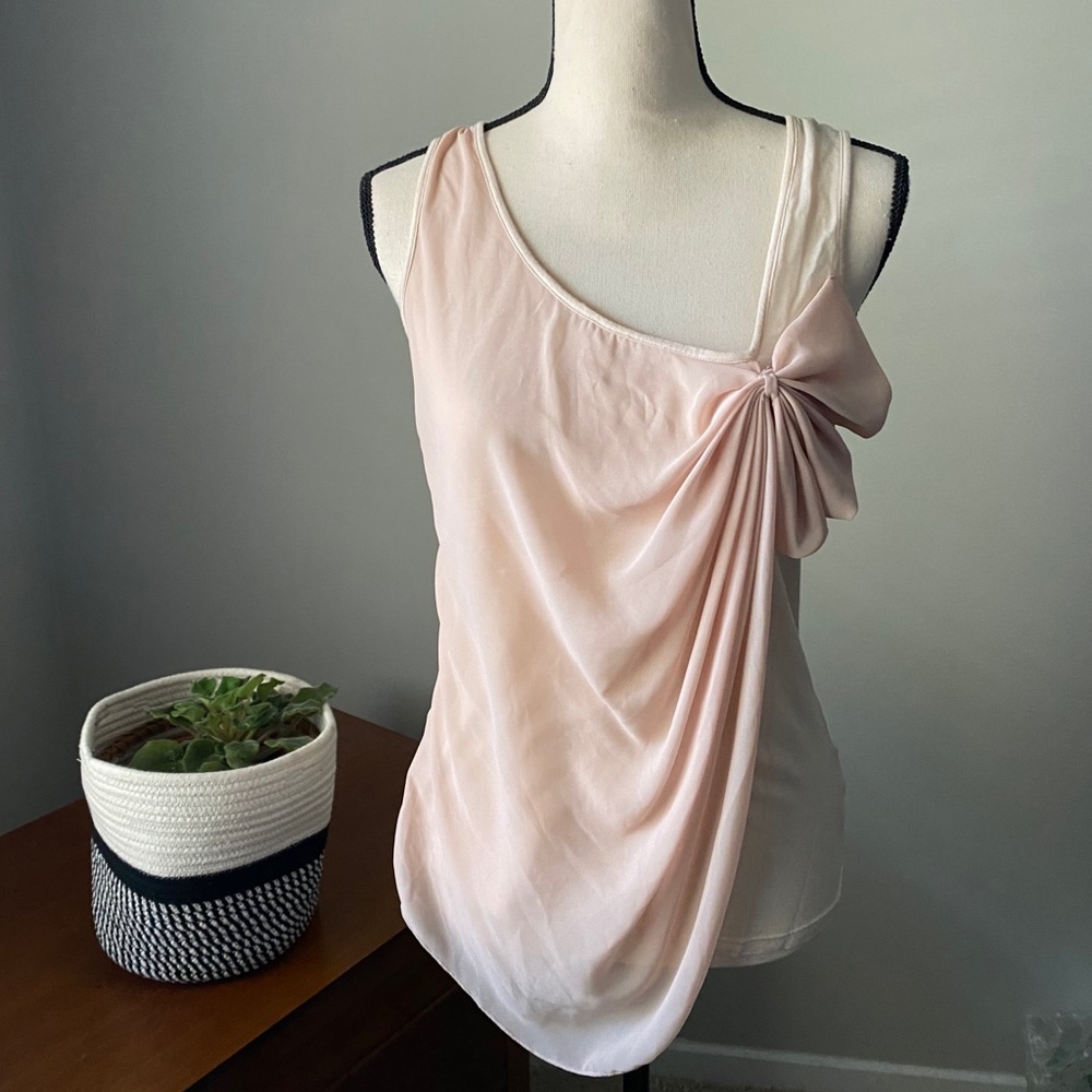 Deletta (Anthropologie) pale pink mixed media top
